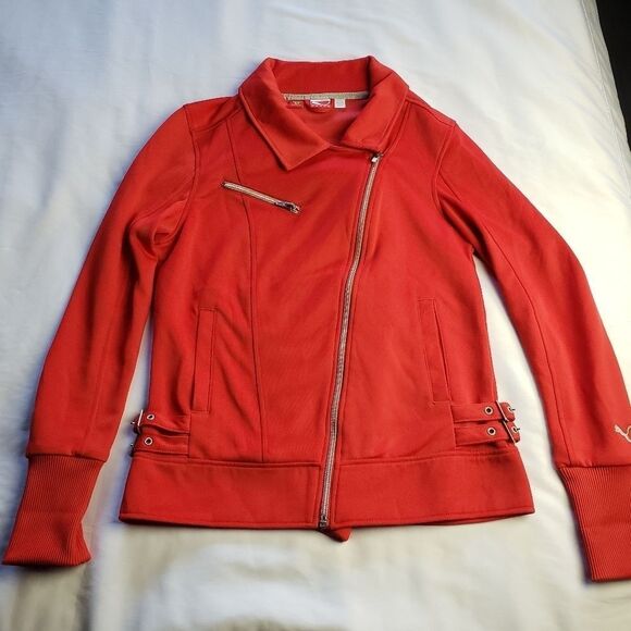 Ferrari Womens Moto Jacket Puma Sport Red Zip Up Jacket shirt - Picture 1 of 13